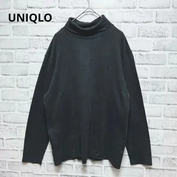 [ UNIQLO ] 유니클로 하이넥 티셔츠 남성용 블랙 심플 M