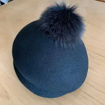 카시라 ca4la 블랙 펠트 모자 펠트 햇 털 방울 퍼