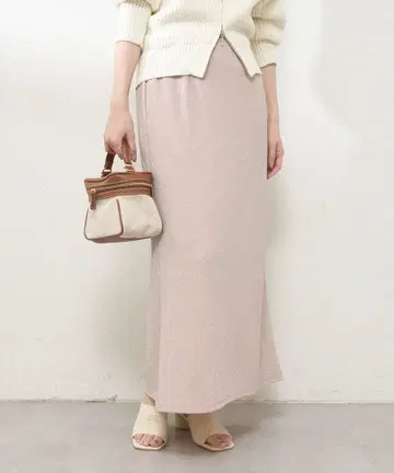 내추럴 꾸뛰르 라메 믹스 타이트 롱 스커트