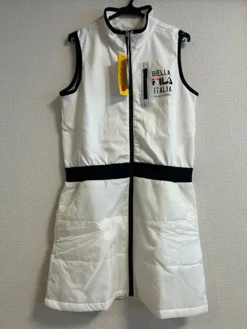 FILA 화이트 충전솜 슬리브리스 골프웨어 원피스