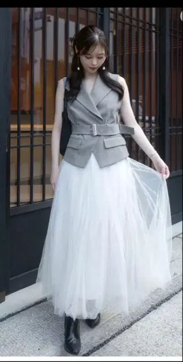 FRAY.ID 프레이 아이디 베스트 샤샤 스커트 셋업 그레이