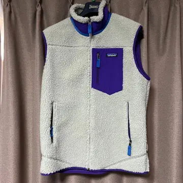 patagonia 플리스 베스트 화이트 퍼플