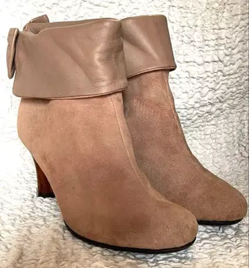 pura bianca 푸라 비앙카 리본 부츠 핑크 베이지