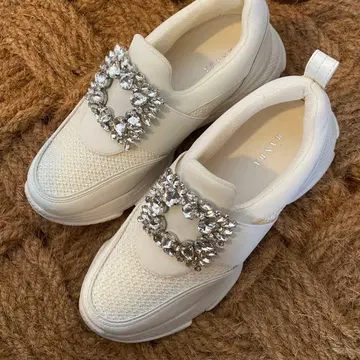 RANDA 스퀘어 비쥬 스니커즈 M 화이트 통굽