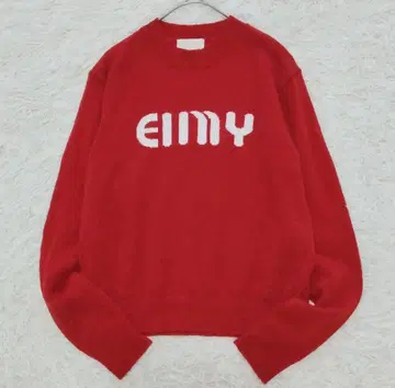 에이미 이스트 월 로고 니트 풀오버 크루넥 레드