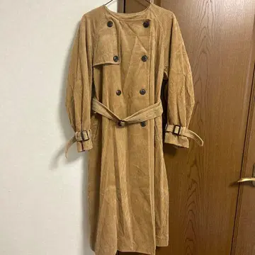 오드리&존와드 굵은 코듀로이 롱 코트 베이지