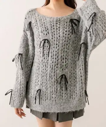 올리브 데 올리브 리본 니트 튜닉