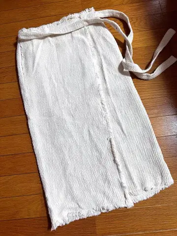 Odub 화이트 롱 스커트 허리 리본 포함