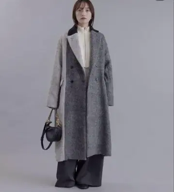EimeeLawMIX 샤기 배색 롱 코트