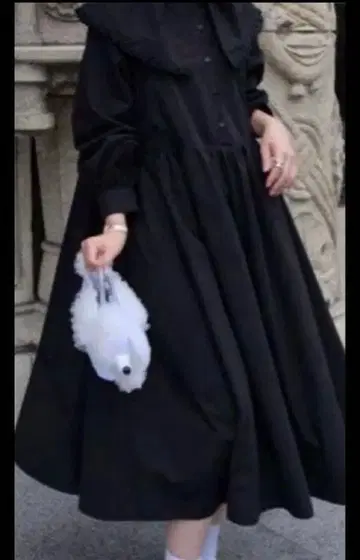 unminou 완판 앙미누 프릴 칼라 셔츠 원피스 블랙