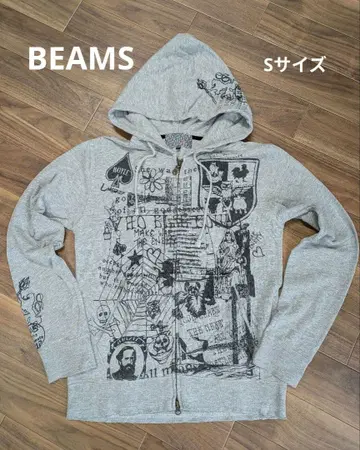 레어 BEAMS 후드티 옅은 그레이 S사이즈