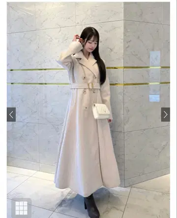 벨트 포함 페이크 울 플레어 롱 코트[ze936]