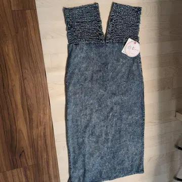 셔링 데님 원피스 M 블루