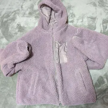 라벤더 보아 자켓 리버서블 후드 포켓