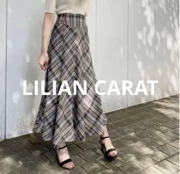 릴리안 캐럿 체크 무늬 머메이드 스커트