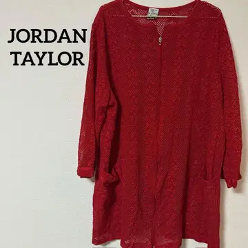 JORDAN TAYLOR 메쉬 가디건 긴팔 레드 빨간색