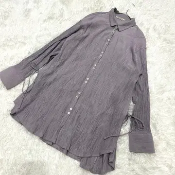 코코딜 퍼플 사이드슬릿 리브 가공 긴팔 셔츠