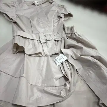 베이지 코튼 혼방 셋업