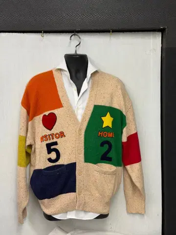 새상품급 클리닝 완료 까스텔바작 컬러풀 패치워크 가디건