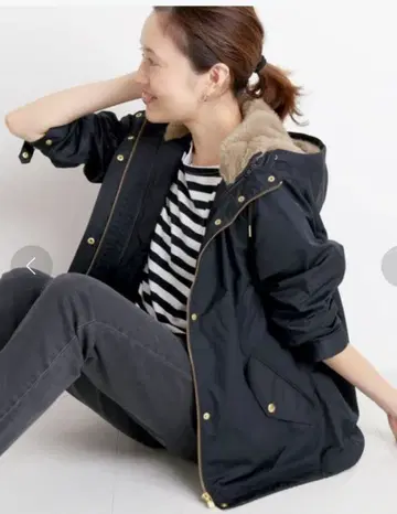 SLOBE IENA 에코 퍼 후드 밀리터리 블루종 네이비