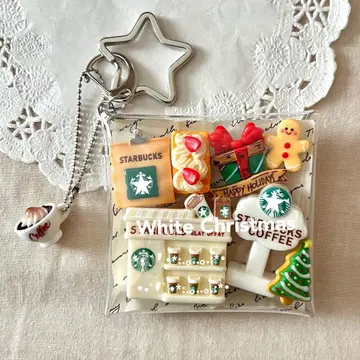 가챠 파우치 화이트 크리스마스 커피 샵 케이크