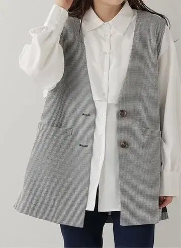 zG575 [ F ] Ray Cassin 베스트 롱 기장 박스 실루엣