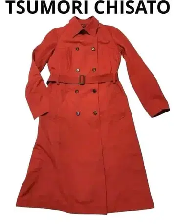 TSUMORI CHISATO 레드 롱 코트 M 울 라이너 포함