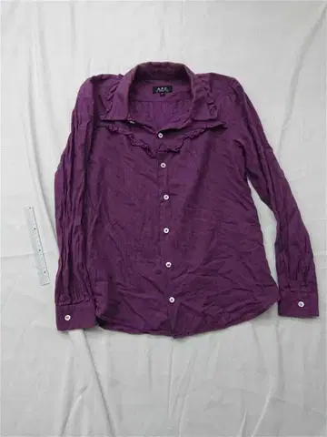 A.P.C. 프릴 칼라 코튼 셔츠 36 퍼플 계열 여성용