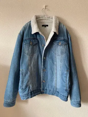 보아 카라 부착 데님 자켓 라이트 블루 L