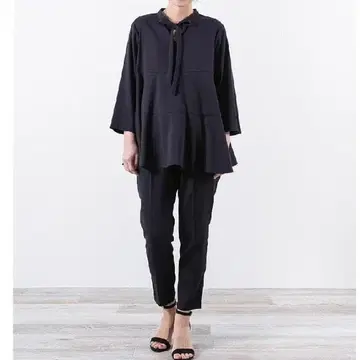 요리 스트레치 트윌 리본 블라우스 38