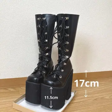 롱 부츠 블랙 통굽 부츠 17cm