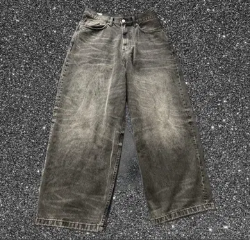 h&m 슈퍼 배기 데님 블랙 W33