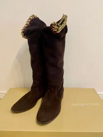 Sergio Rossi 다크 브라운 스웨이드 롱 부츠 size 37
