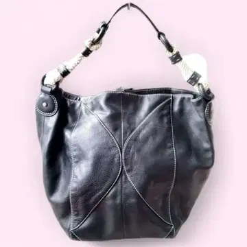 liz claiborne 천연 가죽 토트백 블랙 뜨개질 핸들 A4 대응