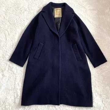 레사주 저널 스탠다드 샤기풍 롱 코트 네이비 루즈핏