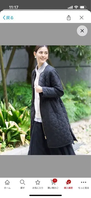 허리 드로스트 노카라 퀼트 코트