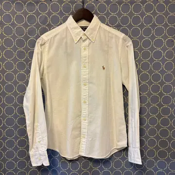 랄프 로렌 화이트 코튼 긴팔 셔츠 슬림핏