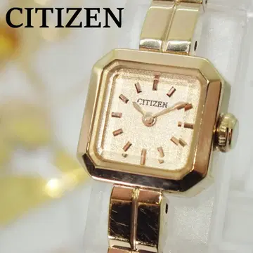 작동품 새 배터리 시티즌 여성용 손목시계 골드 스퀘어 페이스