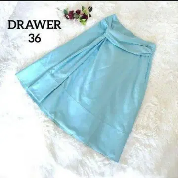 새상품 Drawer 스커트 블루 36 코튼 실크 혼방 정가 56000엔