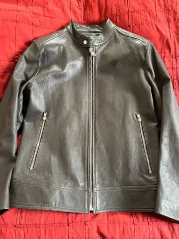 가죽 자켓 스탠드 카라 브라운 양가죽