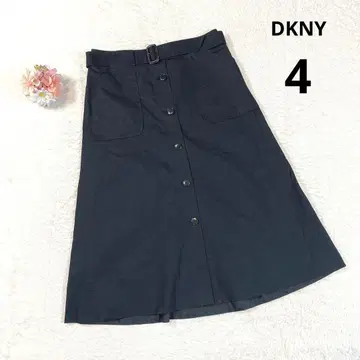 [DKNY] 미디 기장 플레어 스커트 (4) 블랙 벨트 포함 깔끔한