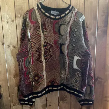 빈티지 기하학 패턴 니트 스웨터 3D