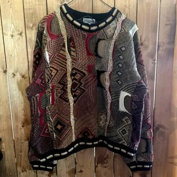 빈티지 기하학 패턴 니트 스웨터 3D