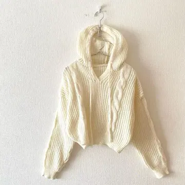 니트 후드티 케이블 짜임 키넥 긴팔 캐주얼 L 사이즈 상당