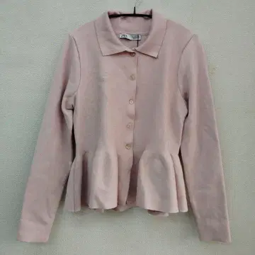 새상품 자라 핑크 페플럼 스타일 긴팔 가디건