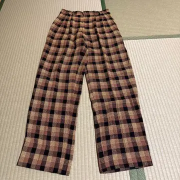 adabat 체크 무늬 스트레이트 슬랙스 원장 선생님 팬츠