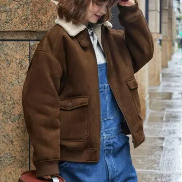 보아 카라 부착 페이크 무스탕 밀리터리 블루종 MONO-MART