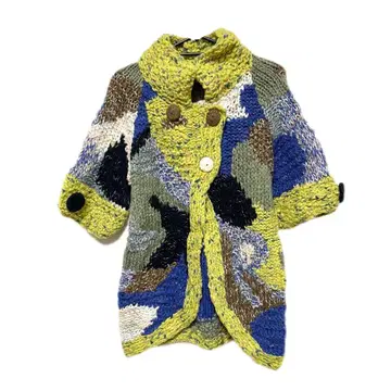 컬러풀 니트 5부 소매 상의 y2k 00s 헤이세이 갸루 니트 자켓