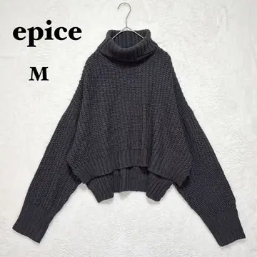 에피스 터틀넥 스웨터 M 숏 기장 오버 사이즈 빅 루즈 무지