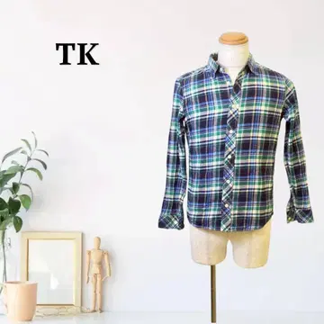 zG576 [ M ] TK 셔츠 마드라스 체크 캐주얼 아메카지